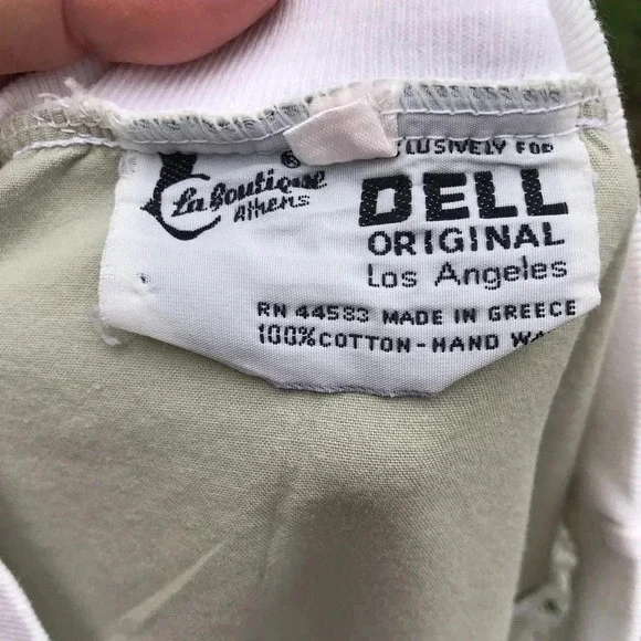 Vintage 70s Greek fishnet peasant casual abstract top shirt-M - Picture 9 of 9